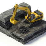 3D excavator with coal