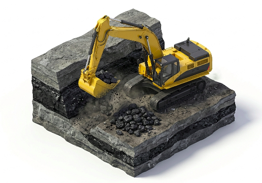 3D excavator with coal
